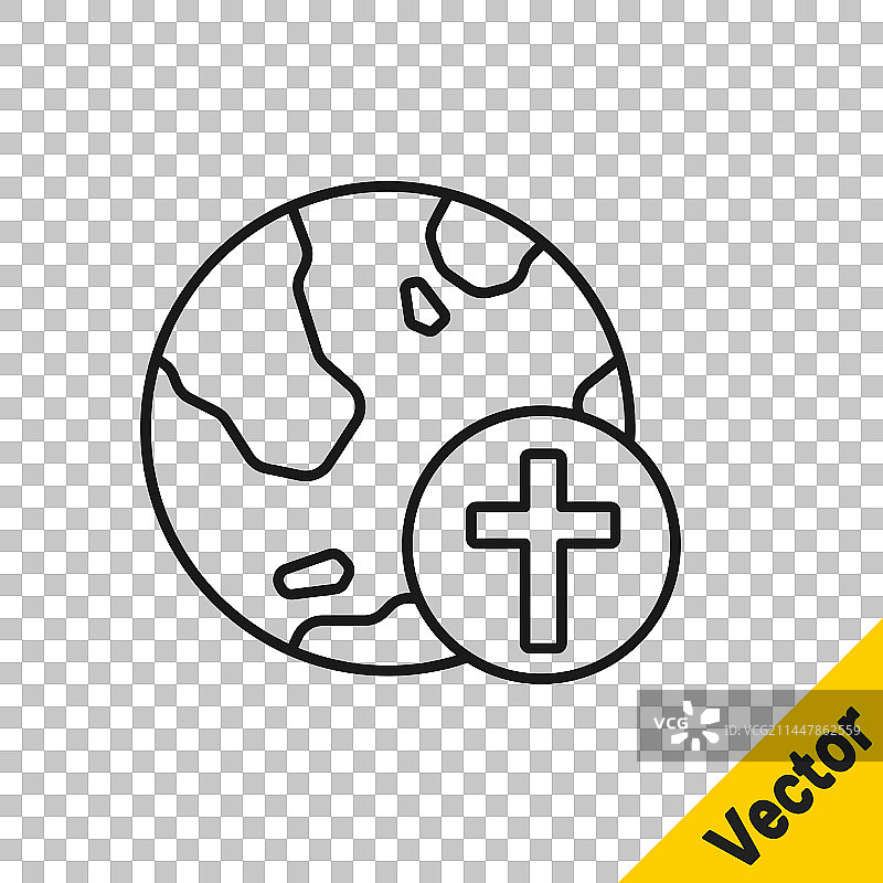 带有地球的黑色线条基督教十字架图标图片素材