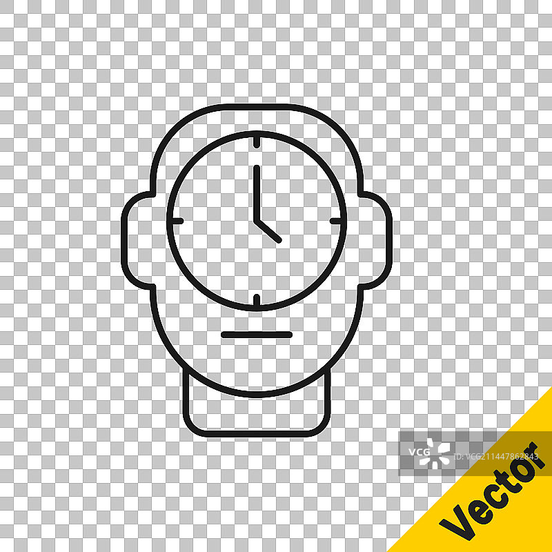 透明背景上的黑色时钟图标图片素材