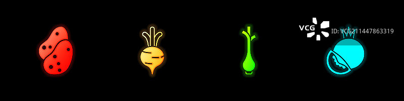 土豆、甜菜、鲜绿洋葱和番茄合集图片素材