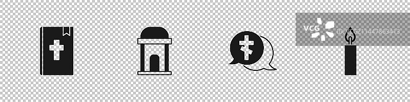 圣经、古墓、十字架图标集图片素材