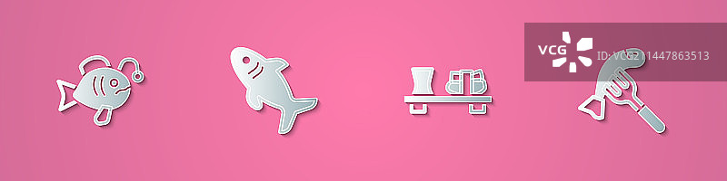 剪纸套装：热带鱼鲨鱼寿司图片素材