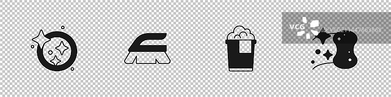 用于清洁水桶的洗碗刷图片素材