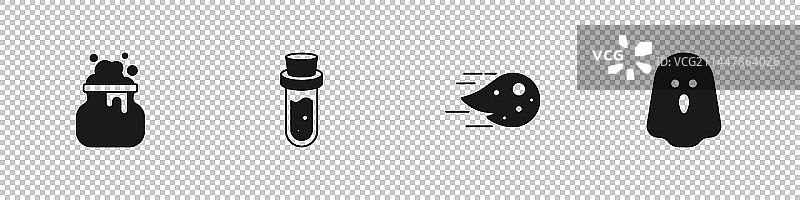 带有药水火焰的女巫坩埚瓶套装图片素材
