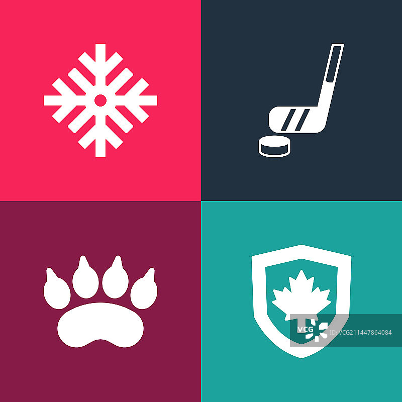 波普艺术加拿大国旗盾牌熊爪图标图片素材