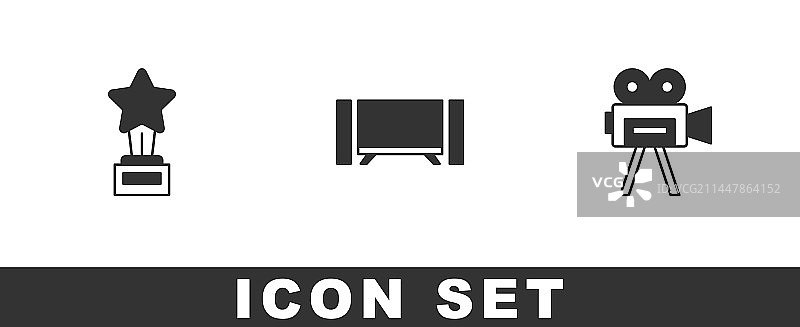 电影奖杯智能电视复古电影摄影机图片素材