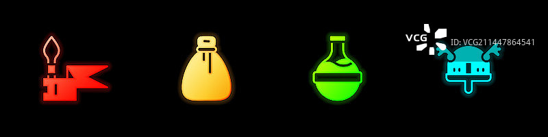 中世纪矛旧钱袋瓶子图案图片素材