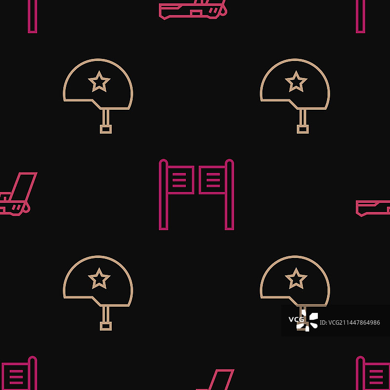 手枪军用头盔和酒吧线性组合图片素材