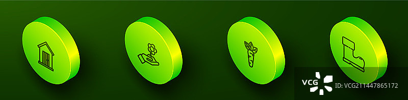 2.5D农舍手捧鲜花线条素材图片素材