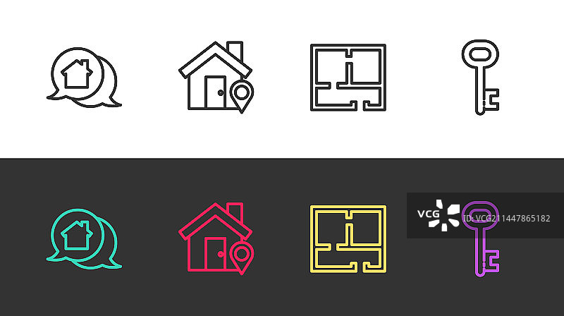 房屋定位信息房地产线条图片素材