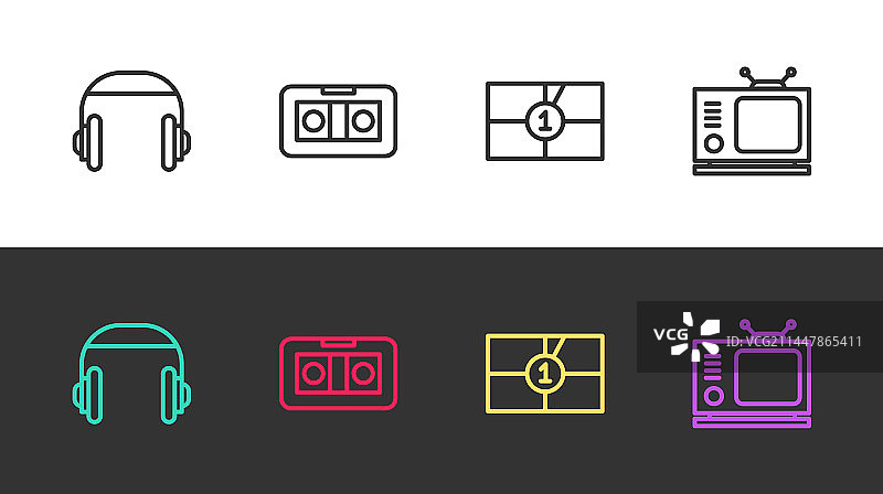 耳机和VHS录像带图片素材