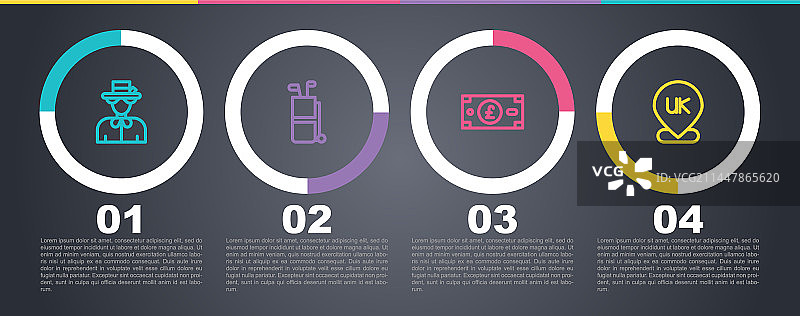 伊丽莎白女王高尔夫球袋与球杆套装图片素材