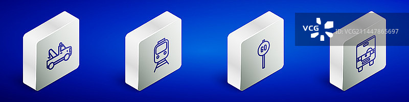 2.5D线条拖车火车和铁路图片素材