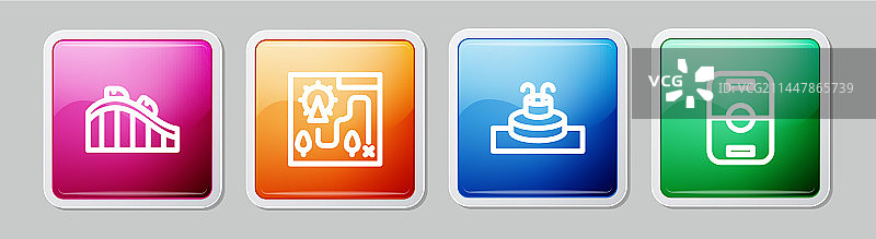 过山车游乐园地图线条图片素材