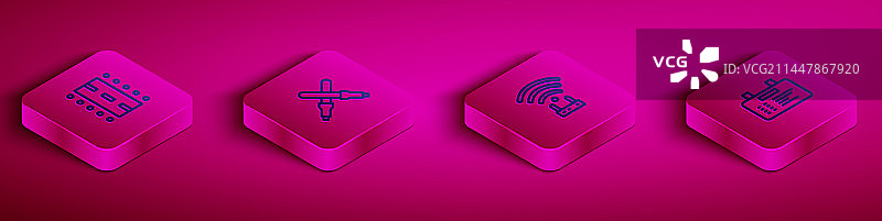 2.5D等距线条：机场跑道引导图片素材