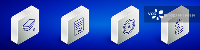 2.5D线条毕业帽考试单图片素材