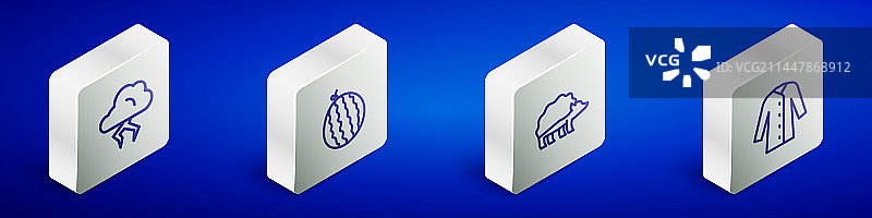 风暴西瓜刺猬2.5D线条图片素材