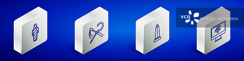 2.5D等距线条埃及木乃伊弯钩连枷图片素材