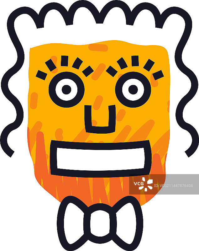 抽象的橙色漫画脸，表达着头发的情感图片素材