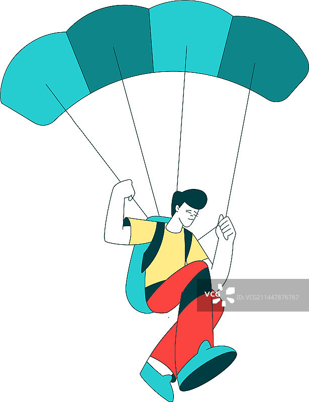 快乐男子跳伞运动图片素材