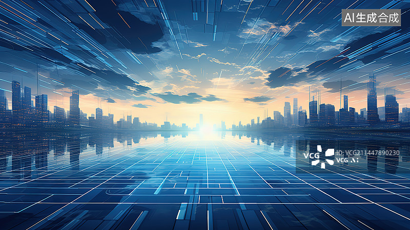 【AI数字艺术】城市建筑科技网络图片素材