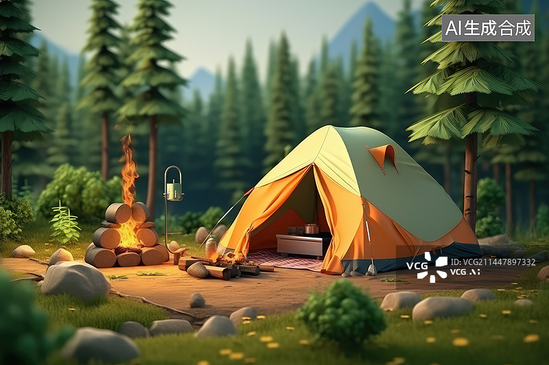 【AI数字艺术】户外露营的帐篷图片素材