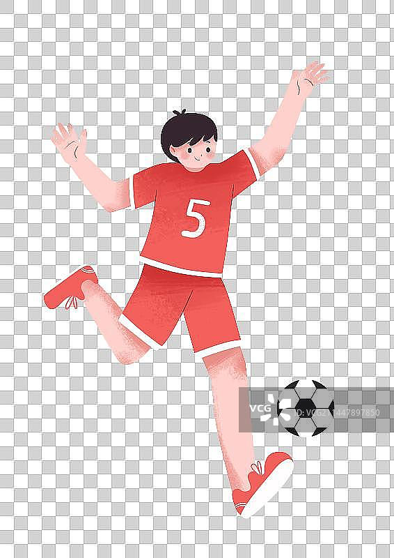 扁平运动人物男孩踢足球图片素材