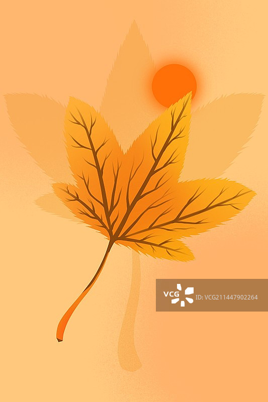 秋天日落扁平风插画图片素材