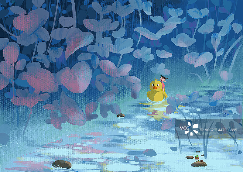 小黄鸭旅行记插画图片素材