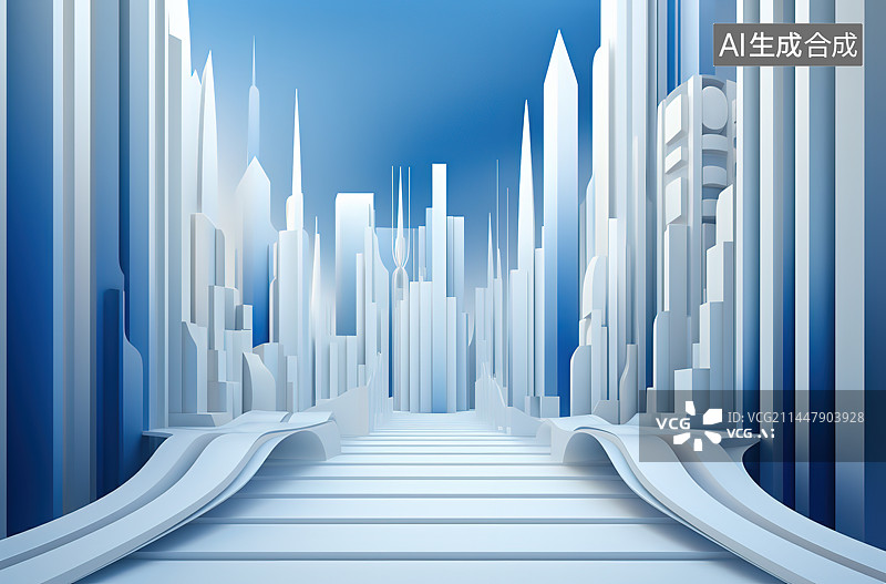 【AI数字艺术】城市天际线建筑金融区图片素材