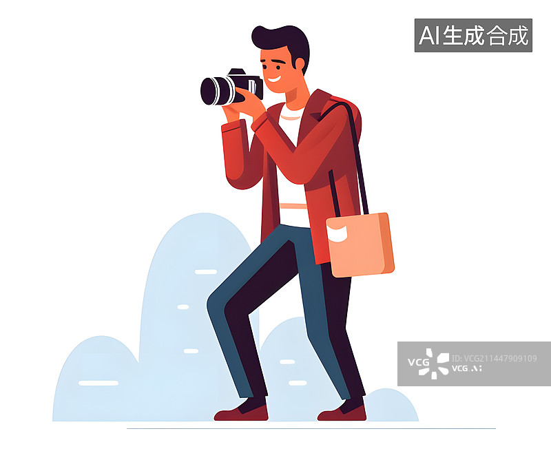 【AI数字艺术】AIGC:一个男人拿着相机在拍照留念图片素材