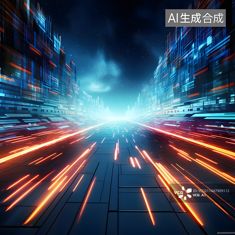 【AI数字艺术】AIGC:抽象背景 数字化城市图片素材