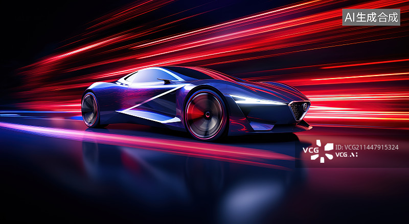 【AI数字艺术】夜晚高速行驶的汽车图片素材