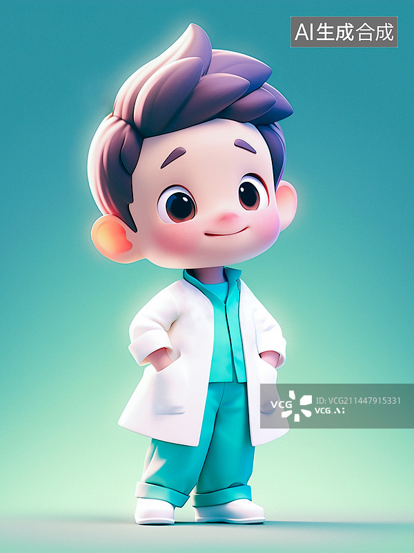【AI数字艺术】中国医师节，可爱的卡通医生，C4D风格三维人物图片素材