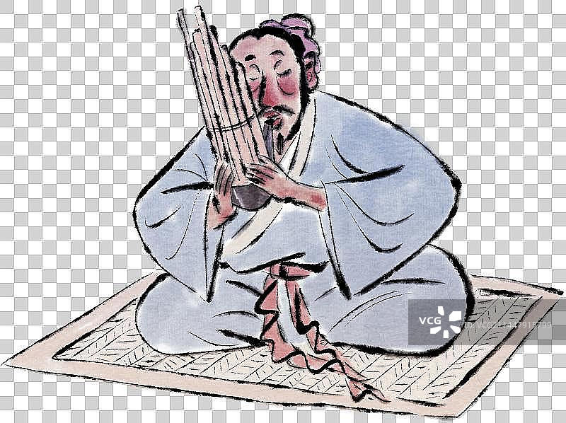 古代成语故事滥竽充数吹乐器的古人人物元素图片素材