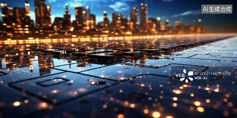 【AI数字艺术】科技感大数据智慧城市背景图图片素材