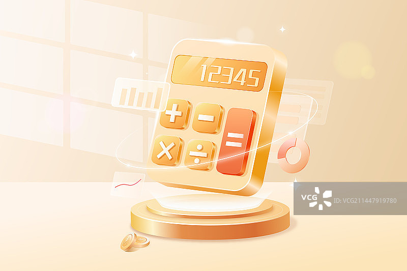金融理财3D立体计算器图片素材