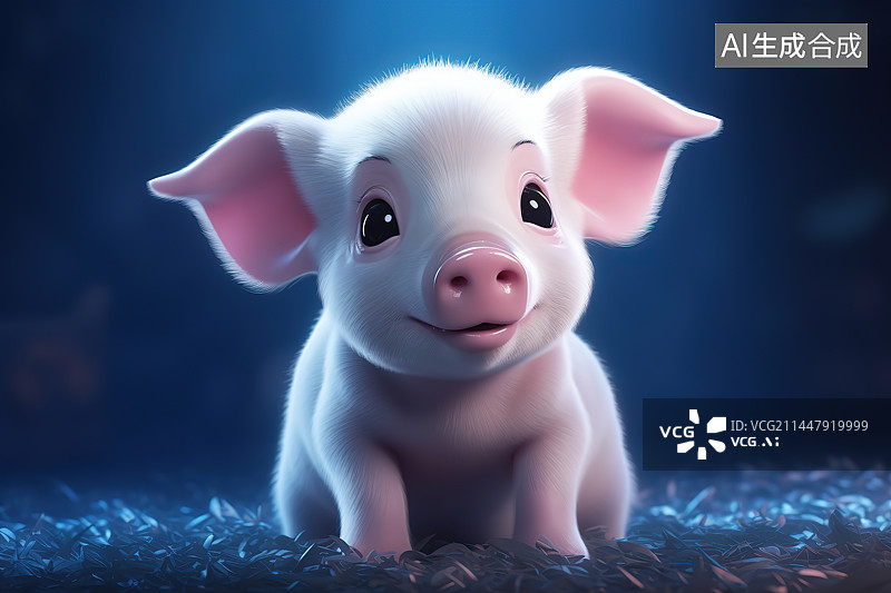 【AI数字艺术】黑色背景下的猪的特写镜头图片素材