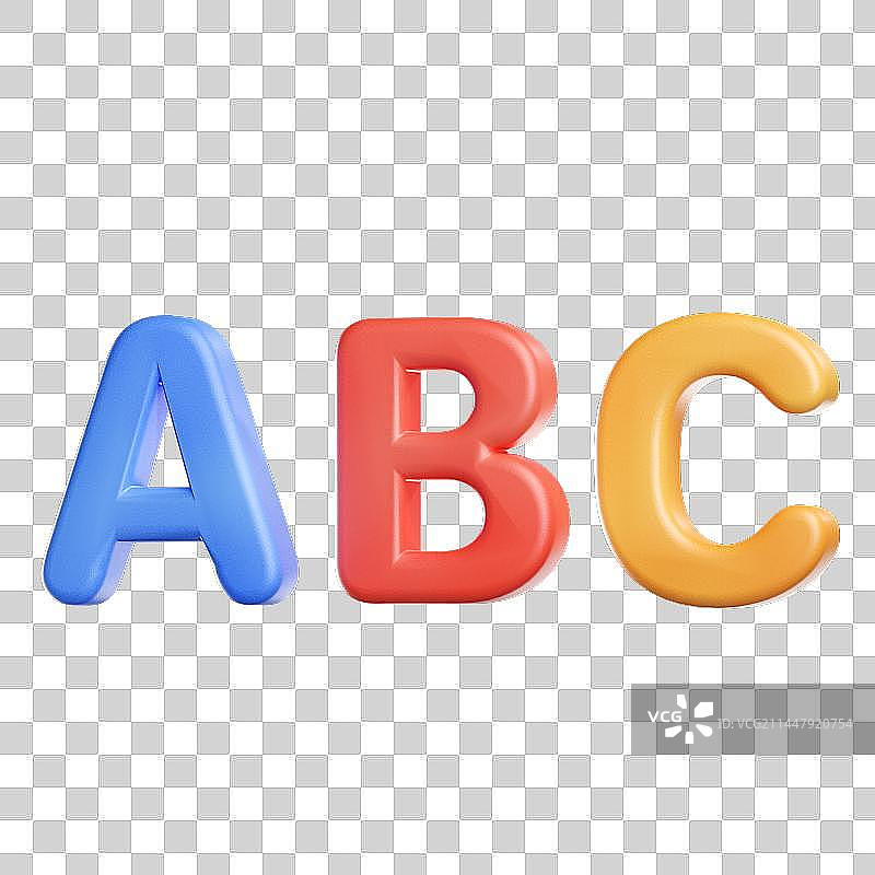 3D卡通风格红黄蓝英文字母图片素材