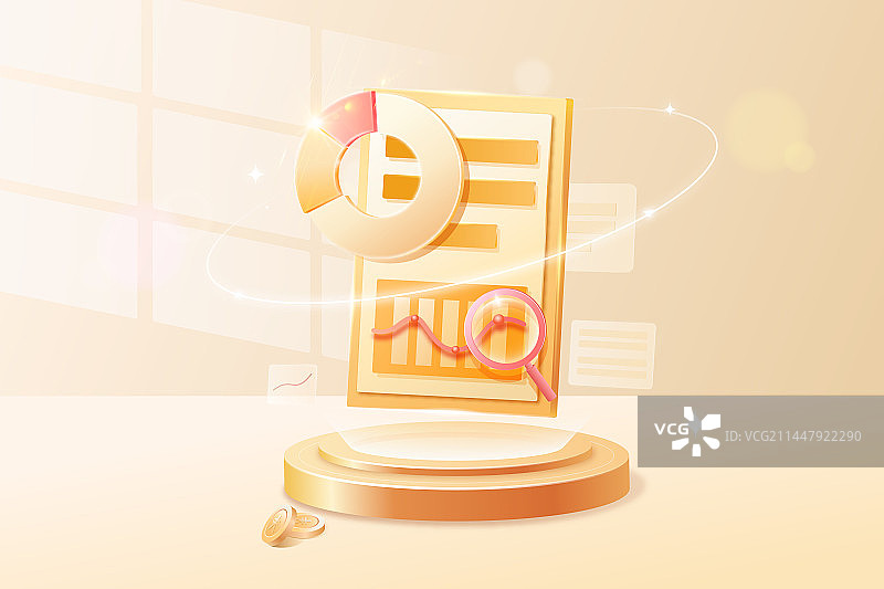 金融理财基金收益饼图和柱状图图片素材