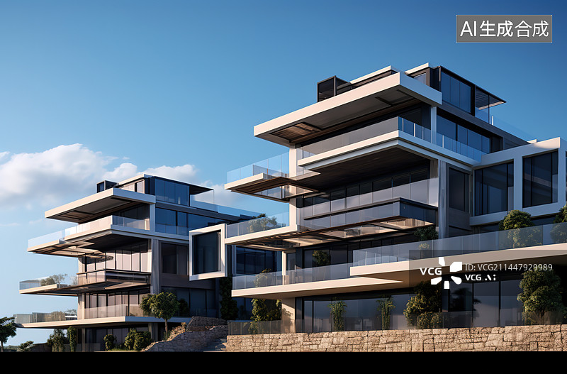 【AI数字艺术】现代住宅楼图片素材