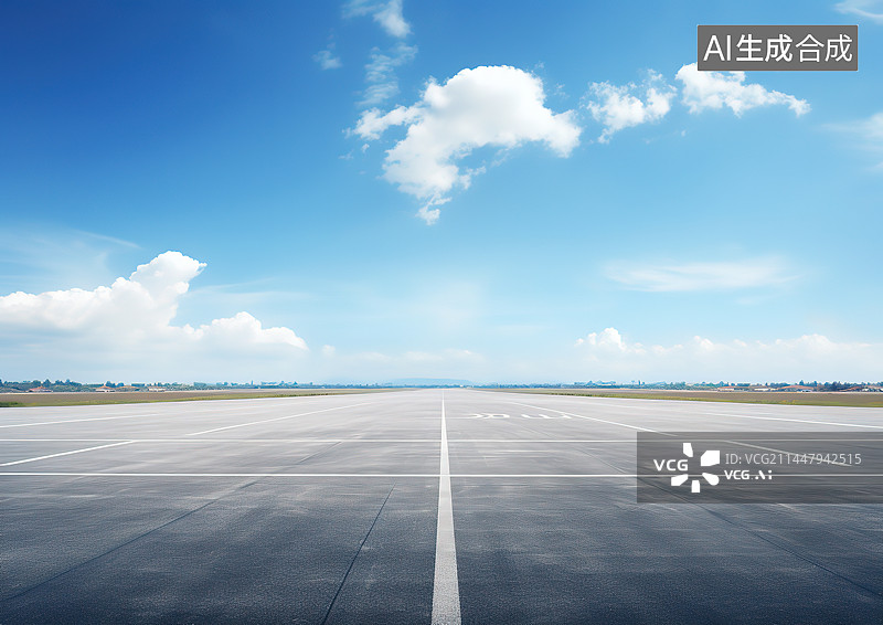 【AI数字艺术】机场停机坪和城市远景图片素材