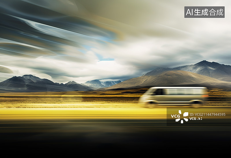 【AI数字艺术】高原上的火车图片素材