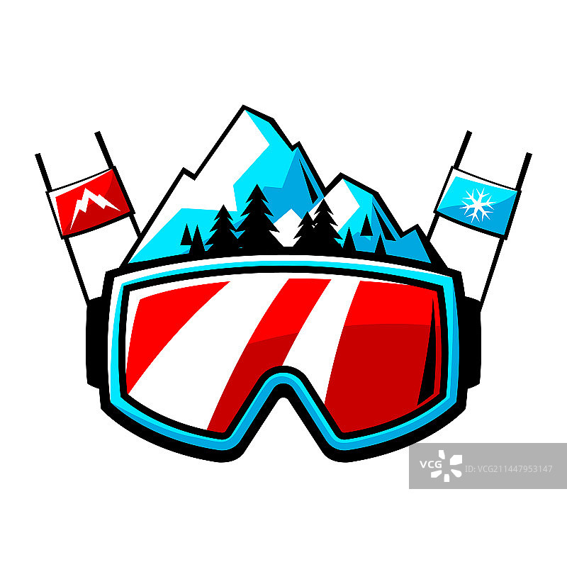 带滑雪符号的徽章冬季运动图片素材