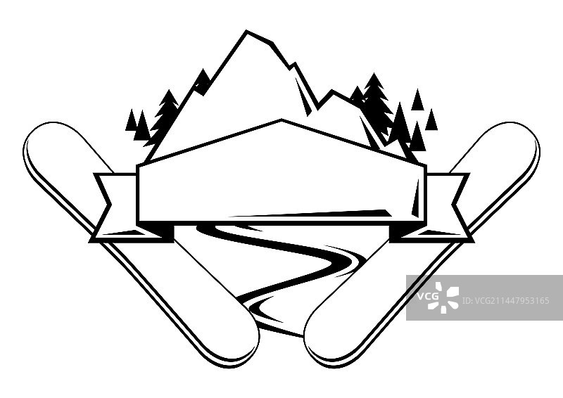 带滑雪符号的徽章冬季运动图片素材