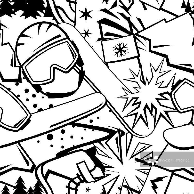 滑雪板冬季运动元素图案图片素材