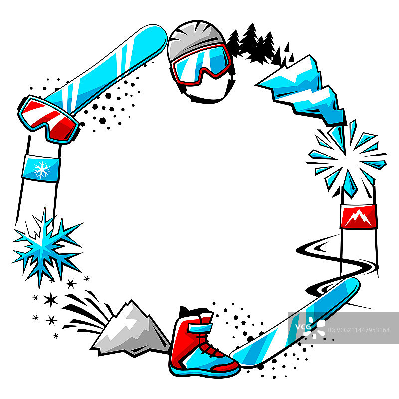 滑雪运动用品相框图片素材