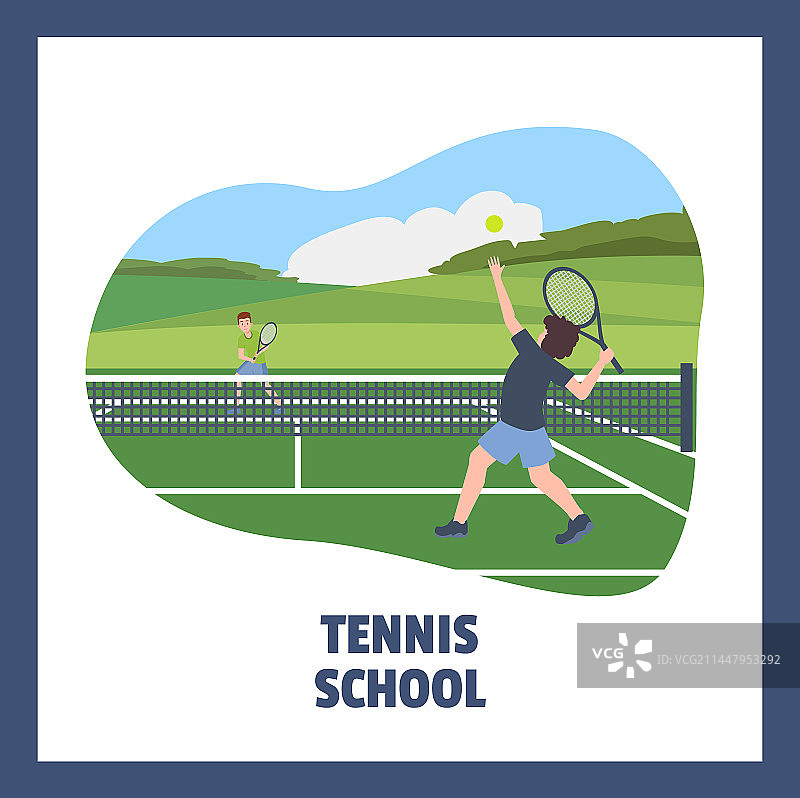 男孩户外打网球方形banner图片素材