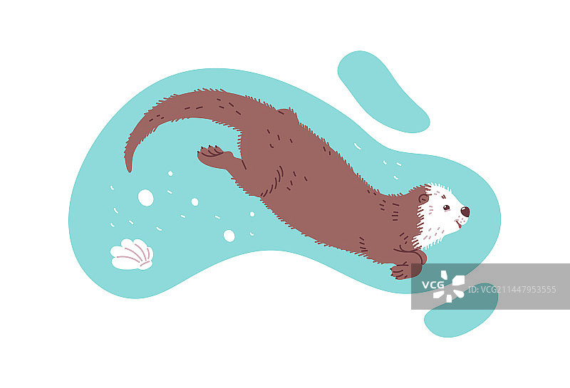 水中游泳的水獭动物角色图片素材