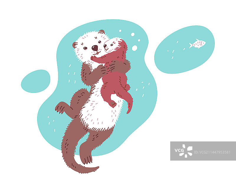 可爱的卡通海獭图片素材
