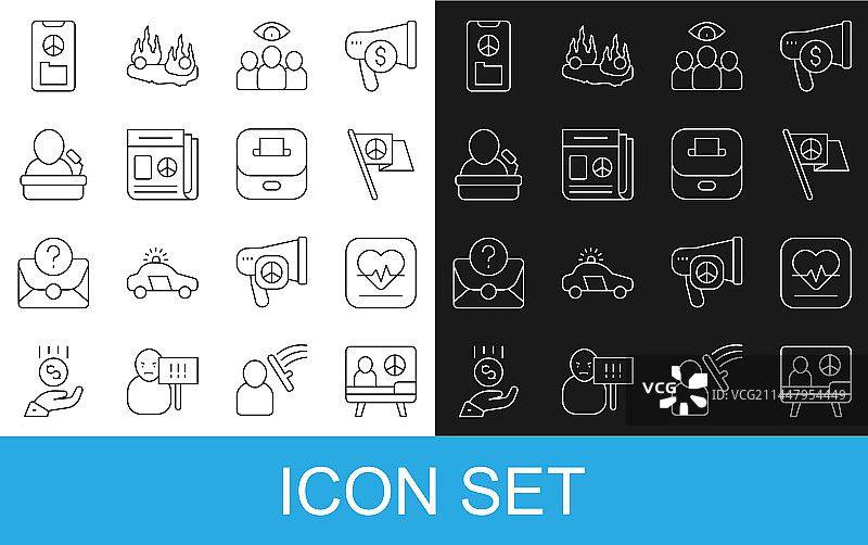 和平心率间谍特工新闻线条图片素材